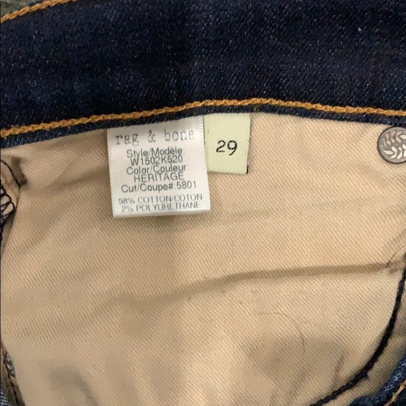 Rag & Bone dark wash skinny jeans with carwash hem - Picture 4 of 6